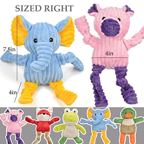 LECHONG 5 Pack Tough Dog Toys Stuffed Squeaky Dog Toys Assortment Plush Animal Dog Toy Value Bundle Puppy Pet Dog Toys for Small Medium Large Dogs - size: 5 Pack