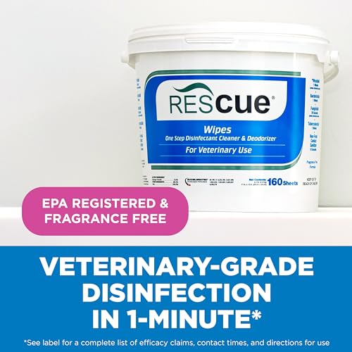 REScue One-Step Disinfectant Cleaner & Deodorizer Wipes for Vet Use – Cleaner for Kennels, Litter Boxes, Vet Offices, Pet Grooming Surfaces – Extra Large Wipes, 160-Count Bucket Refill (1 Pack) - size: Bucket Refills (1 Pack) XL Wipes