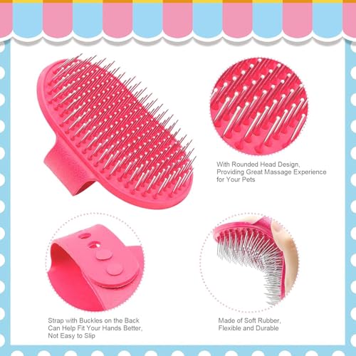 Rabbit Grooming Kit, Rabbit Brush for Shedding with Bunny Nail Clipper, Rabbit Nail Trimmers with Pet Combs for Hamster Guinea Pig Ferret by KALAMANDA(Pink) - color: Pink