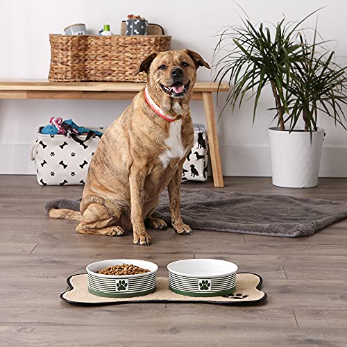 Bone Dry Paw & Patch Ceramic Pet Collection, Large Set, 7.5x2.4, Hunter Green, 2 Piece,5742 - color: Hunter Green, size: Large Bowl Set, 7.5x2.4"