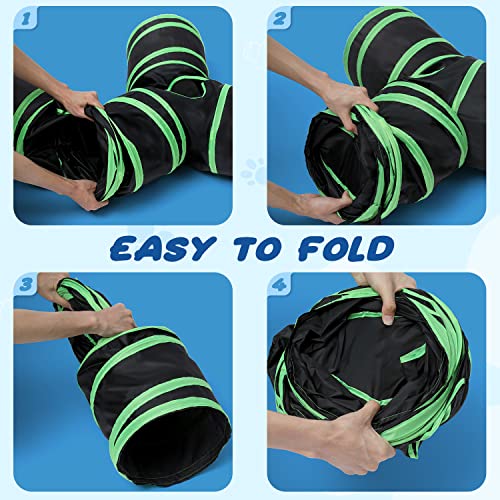 Upgraded Cat Tunnel Bone-Type, 4 Way Collapsible Cat Playhouse Pet Play Tunnel Tube with Storage Bag for Cats, Puppy, Rabbits, Ferret, Guinea Pig, Indoor and Outdoor Use