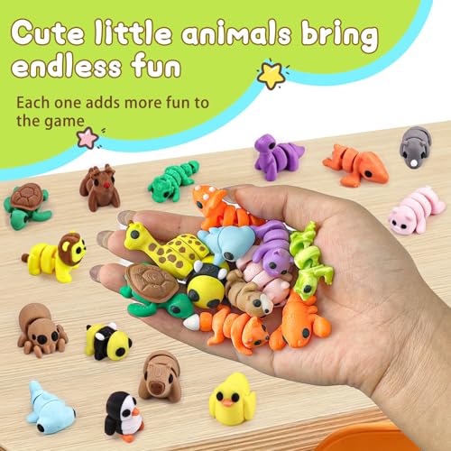 50 pcs 3D Printed Animal Figurines, Mini Articulated Animal Figurines Toys, Party Favors, Pocket Fidget Toys, Goodie Bag Stuffers, Exchange Gifts, Desk Pets, Classroom Rewards for Kids, Birthday Gifts - style: Animal 50