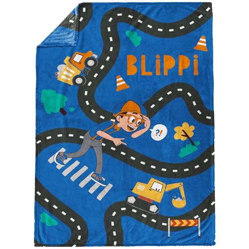 Jay Franco Kids Plush Throw Blanket – Soft & Cozy Fleece Throw for Bedroom & Couch Décor, Official Licensed Product, Blue - Blippi, 60x90 - Large Blanket - color: Blue - Blippi, size: 60x90 - Large Blanket