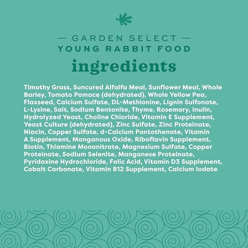 Oxbow Garden Select Young Rabbit Food, High-Fiber Rabbit Pellets, USA, 4 lb | Bunny Food for Young Rabbits, Made with High Fiber Alfalfa, Vitamins & Minerals, Uniform, Prevents Selective Feeding