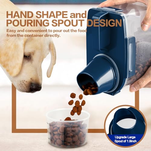 TIOVERY Upgraded Dog Food Storage Container Small, Cat Food Container Airtight, Pet Food Container Dispenser with Pour Spout, Measuring Cup and 4 Seal Buckles for Dogs, Cats, Birds (Blue) - color: Blue 3 Qt