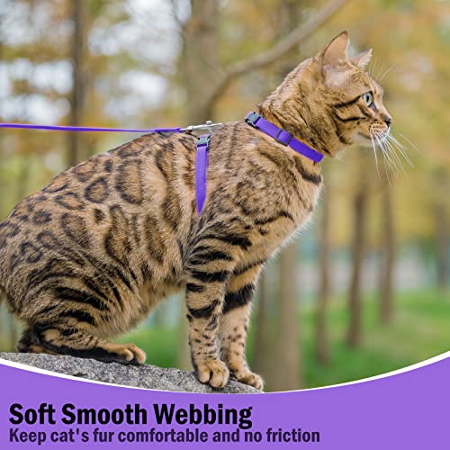 PUPTECK Adjustable Cat Harness and Leash Set Escape Proof Kitten Strap Collar for Walking Travel, Purple - color: Purple, size: Small