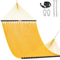 Lazy Daze XL Handwoven Caribbean Rope Hammock, 2+ Person Hammock | 13FT Polyester Outdoor Hammock with Spreader Bars & Straps & Carabiners, 500lbs Capacity for Outside, Patio, Yellow - color: Yellow