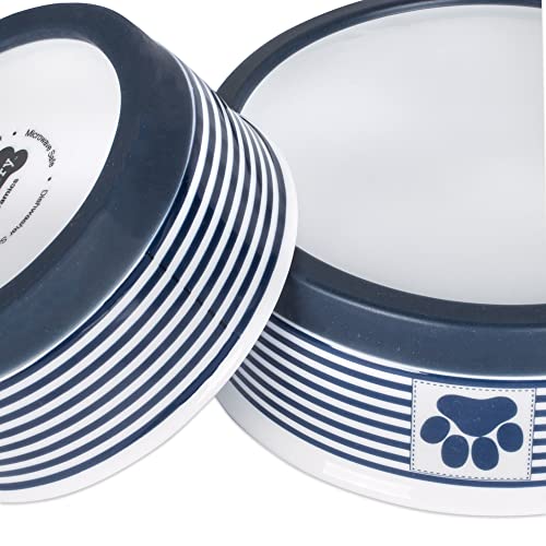 Bone Dry Paw & Patch Ceramic Pet Collection, Medium Set, 6x2", Nautical Blue, 2 Piece - color: Nautical Blue, size: Medium Bowl Set, 6x2"