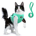 Supet Cat Harness and Leash Set - Soft Mesh Adjustable Cat Vest Harness with Reflective Strap for Walking Cat and Puppy Rabbit - color: Turquoise, size: S (Chest: 9.5" - 13.0")