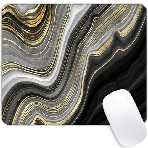 Black and White Flowing Gold line Marble Mouse pad Customized Mousepad Non-Slip Rubber Base Mouse Pads for Computers Laptop Office Desk Accessories Mouse pad - color: Black and White Flowing Gold line Marble