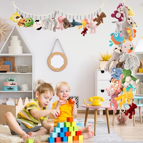 2pcs Stuffed Animal Storage Chain Boho Stuffed Animal Hammock - color: 2pc Beige