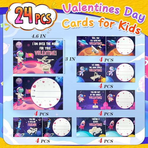 kortes Valentines Day Cards for Kids Classroom, 24 Pack Valentines Gift Cards with Stem Kits, Valentine's Party Favors Toys for Boys Girls and Valentine School Exchange Gifts Greeting Cards - style: valentines