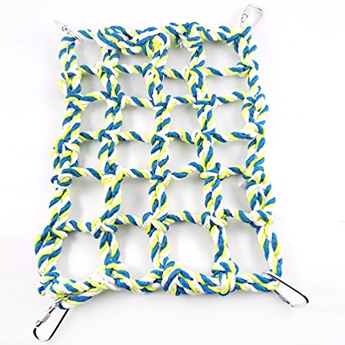 Litewoo Bird Climbing Cotton Rope Net Toy Grid Hammock for Parrot Rat Chinchilla Ferret Swing Thick Chew Rope Hammock Hanging Toys Cage Accessory (Small Size) - color: S: 7.87 x 11.02inch/ 20 x 28cm