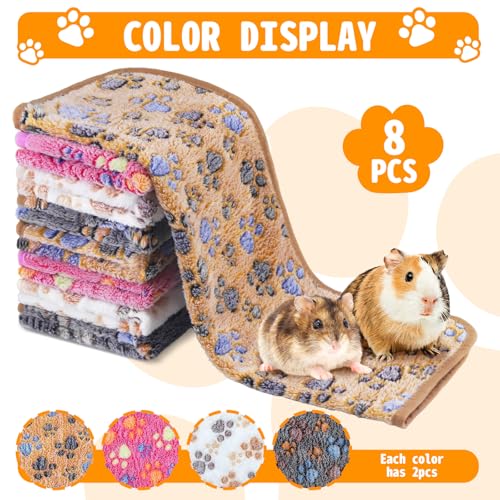 8PCS Soft Guinea Pig Bedding Blankets Washable Small Animal Fleece Cage Liners Reusable Pet Pee Pad Sleep Mat Pad Cover for Hamster Chinchilla Rabbit Hedgehog Dog Cat Essentials (16×24 Inch) - size: 24×16 Inch
