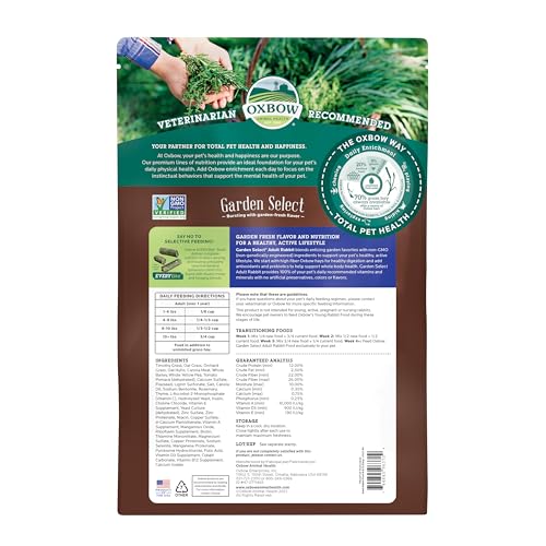 Oxbow Garden Select Rabbit Food,Adult,Made Timothy Hay for Rabbit,Bunny Food Pellets,Non-GMO,No Soy or Wheat,Small Animal Pet Products,Made in USA,High Fiber,8 lb. Bag,(Pack of 2) - size: 8 Pound (Pack of 2)