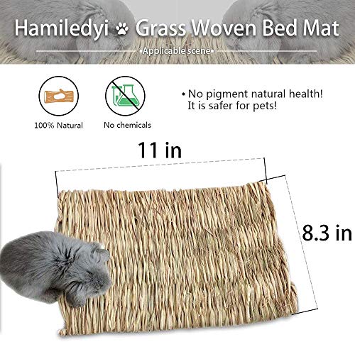 Hamiledyi Grass Mat for Rabbit Bunny Chew Toys Woven Bed Mat for Guinea Pig Chinchilla Squirrel Hamster Cat Dog and Small Animal (6PCS Grass mat)