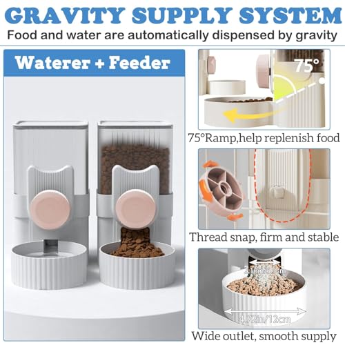 kathson Rabbit Gravity Auto Feeder Set 35oz Hanging Automatic Food Water Dispenser Cage Automatic Feeder Set for Rabbit Chinchilla Guinea Pig Hedgehog Ferret Kitty Puppy (Pink) - color: Pink