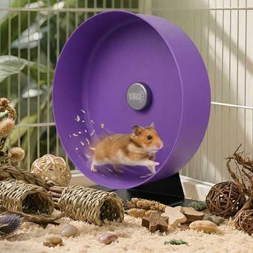 11.8" Aluminum Alloy Silent Hamster Exercise Wheel | Noiseless Running Wheel for Syrian Hamsters, Fancy Rat, Hedgehogs and Small Pets (Base-Black) - color: Purple