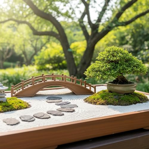 LOGOFUN Medium Wooden Arch Bridge 20 cm for Bonsai Landscapes | Provides Themed Detail to Shelves, Desks, Mantels, and Display Cabinets, For Collections, and Room Decor