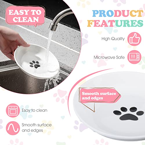 Irenare 10 Pcs Ceramic Cat Bowl 6 Inch Anti Whisker Fatigue Cat Plates Set Cute Shallow Pet Food Bowl Dishes for Food and Water, Kittens Small Animals(Simple Pattern)