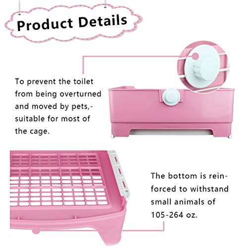PINVNBY Large Rabbit Litter Box Bigger Pet Litter Pan Trainer with Drawer Corner Toilet Box for Adult Guinea Pigs Chinchilla Ferret Hedgehog Small Animals(Pink) - color: Pink