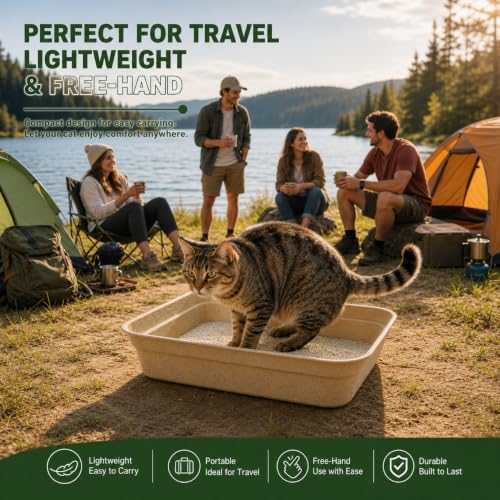 WUWEOT 8 Pack Disposable Cat Litter Box, Paper Cat Litter Tray Pet Litter Pan, 16.7" X 13" X 4" Travel Small Animal Clean Sifting Potty for Indoor Outdoor, Hamster, Guinea Pig, Mice, Bunny
