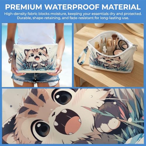ENGVZ Wet Dry Bag, Waterproof Travel Pouch, Large Zipper Bag For Swimsuits, Diapers, Toiletries, Makeup, Women And Girls Cute Surprised Kitten - color: Cat