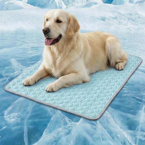 HAOMAIJIA Pet Cooling Mat for Dogs Thick Soft Washable Dog Cooling Mat Indoor Upgrade Waterproof Non-Slip Self Cooling Pad for Dog and Cat (Sky Blue, 19'' x 24'' Small) - color: Sky Blue, size: 19'' X 24'' (Small)