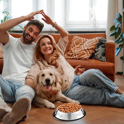 10 Pcs Stainless Steel Dog Bowl Pet Feeding Bowl with Rubber Base Non-Slip Pet Dishes Metal Dog Bowls Pet Food and Water Bowls for Small Medium Animals Kitten Rabbit (30 oz) - size: 30 oz
