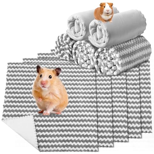 Hahafelt 5 Pcs Waterproof Guinea Pig Fleece Bedding Blankets Absorbent Guinea Pig Cage Liner Washable Small Animal Pee Pad Reusable Pet Blanket Wash Cloth Bedding Mat Pad(Gray,12 x 12 Inch) - color: Gray, size: 12 x 12 Inch