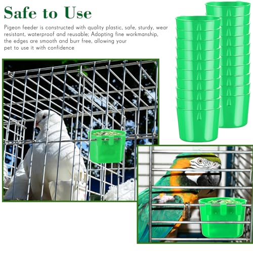 Sumind 60 Pcs Cage Cups Chicken Feeder Birds Hanging Feeders Seed Bowl 8 oz Plastic Water Bowl Hanging Chicken Waterer Feeding Watering Dish Coop Cups for Parrot Parakeet Poultry(Green) - color: Green