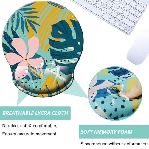 Mouse Pad with Wrist Support, Ergonomic Mouse Pad with Memory Foam Wrist Rest Cushion, Non-Slip Rubber Base Gaming Mice Pad for Home Office Computer Laptop, Petal - color: M28-Petal