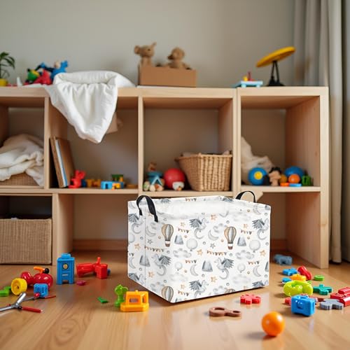 Rectangular Baby Kids Storage Basket for Home Kitchen Girls Cute Storage Bin Organizer Shelf Book Room Decor(Flying Dinosaur) - color: Flying Dinosaur
