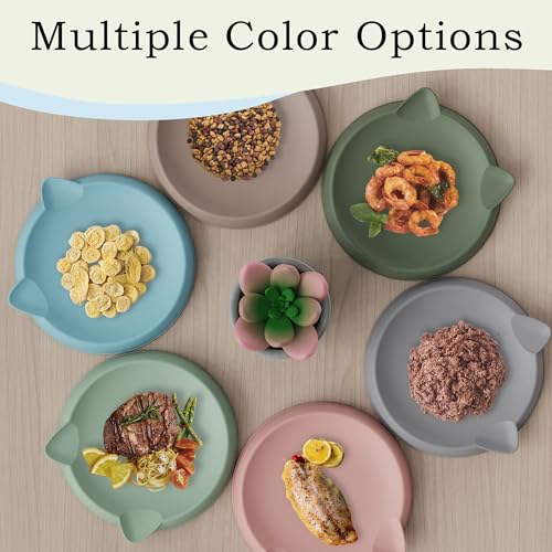 Kitten Food Bowl 2pcs Silicone Cat Bowls Plates for Wet Food | Anti Whisker Fatigue, Shallow&Flat Design for Indoor Cats, Food Grade, Dishwasher Safe, Easy Clean - color: Beige