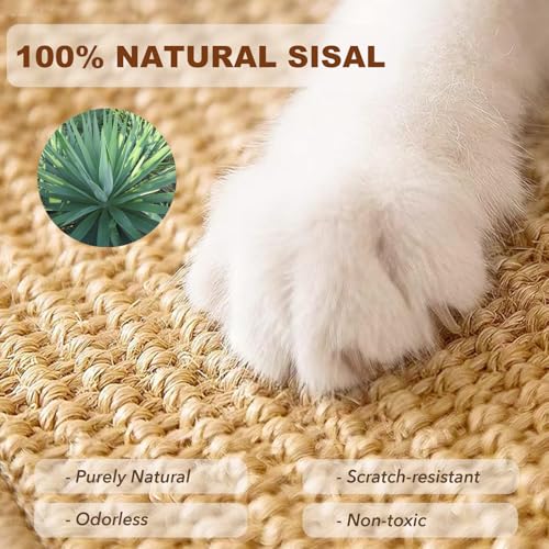 2PCS Rabbit Scratching Mats, Natural Sisal Bunny Scratch Pad Rabbit Mats for Cages, Claws and Teeth Care, Rabbit Chew Toys Bunny Accessories for Bedding Biting Sleeping Nesting (16x12in) - size: 2PCS