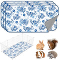 JarThenaAMCS 3 Packs Guinea Pig Pee Pads 24" x 47" Reusable Guinea Pig Pee Mat Watercolor Blue Flower Washable Small Animal Cage Liner for Rabbit Hamster Chinchilla Ferret Rat - style: blue flower