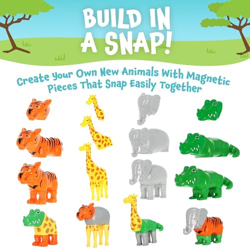 POPULAR PLAYTHINGS Magnetic Animals for Toddlers 1-3, Mix or Match Animal Toys, Set of 4 Gift for Kids - Jungle Animals | Magnetic Animals for Toddlers 1-3, for Kids, Animal Toys