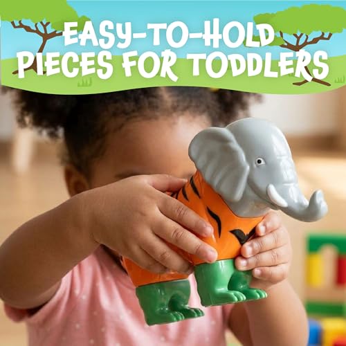 POPULAR PLAYTHINGS Magnetic Animals for Toddlers 1-3, Mix or Match Animal Toys, Set of 4 Gift for Kids - Jungle Animals | Magnetic Animals for Toddlers 1-3, for Kids, Animal Toys