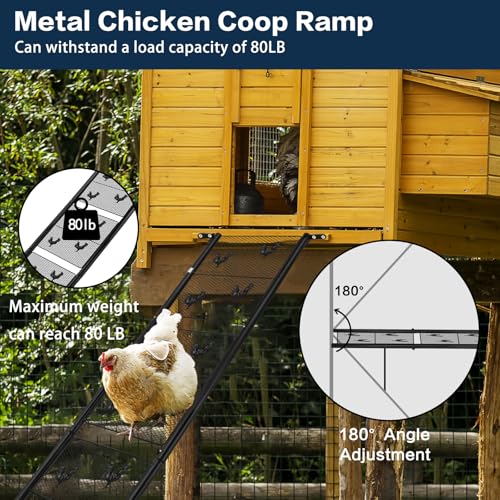 Chicken Coop Ramp,Metal Chicken Ladder for Coop Accessories, Ladder Length Adjustable for Henhouse, Coop Steps for Feet Problem or Cannot Fly Chickens ducks, Duty Sturdy,Corrosion-Resistant Waterproof