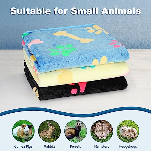 YUEPET 3 Pack Waterproof Guinea Pig Blankets, Fleece Cage Liners, L | Guinea Pig Fleece Cage Liners, Waterproof Backing, Machine Washable, Soft Fleece Surface, 48 x 24 in - color: Blue+yellow+black, size: L-48"×24"