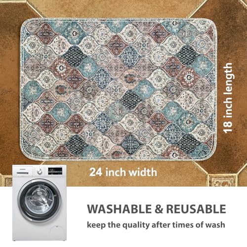 nunubaby Washable Pee Pads for Dogs, Stylish, Non-Slip and Leak-Proof Pee Pads. Reusable Potty Pads for Dogs for Crates and Floors.(Dark Red/Multi,18" x24" ) - color: Dark Red/Multi, size: 18x24 Inch (Pack of 2)