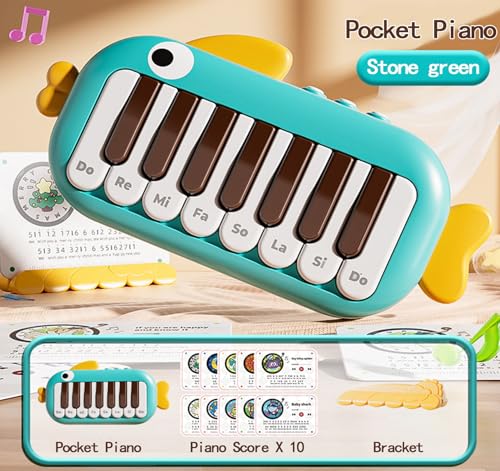 Baby Musical Piano Toys for Toddler age1-3, Busy Board with Music & Light, Birthday Toy for Infant Toddler 1-3 Years and Older Boy Girl Gifts (Green-Fish) - color: Green-fish