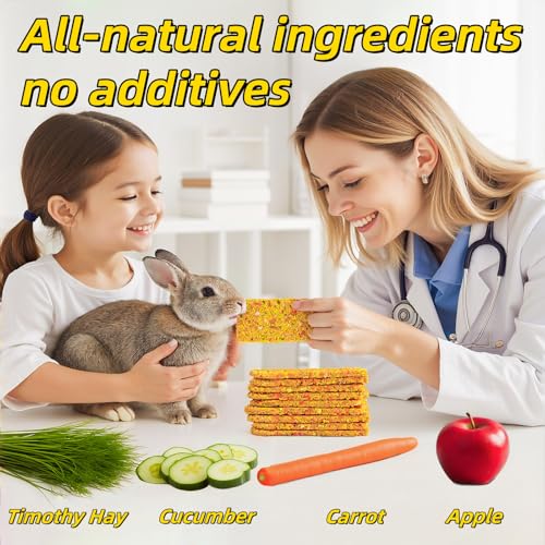Rabbit Chew Toys 8+12 pcs Timothy Hay Treat with Flower Carrot Chips - size: Mix 12+8 Chips