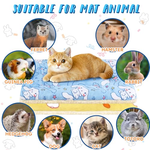 2 Pcs Guinea Pig Bed, Washable Rabbit Bunny Bed Mat Soft Small Animal Winter Bed Pads Sleeping Pads for Rat Chinchilla Hedgehog Hamster Squirrel Ferret (19 x13 inch) - size: 19 x13 inch