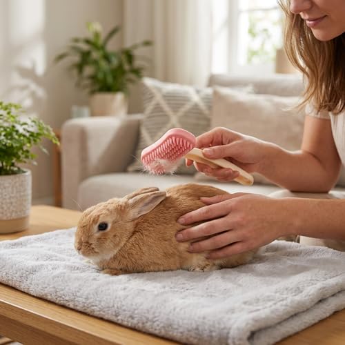 2 Pack Rabbit Grooming Kit, Bunny Brush, Soft Silicone Small Pet Brush for Shedding Season and Bath Time, Gentle Massage Comb for Rabbits, Chinchillas, Cats and Dogs