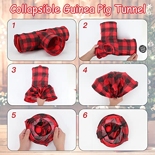 YUEPET Guinea Pig Tunnel, Guinea Pig Toys, 3-Way Play Tubes, Red Plaid | Guinea Pig Play Tubes, Collapsible Design, Hanging Play Ball, Peekaboo Opening, 5.9 in Entrance, Red & Black Plaid - color: Plaid