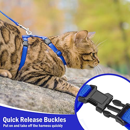 PUPTECK Adjustable Cat Harness and Leash Set Escape Proof Kitten Strap Collar for Walking Travel, Blue - color: Navy Blue, size: Small