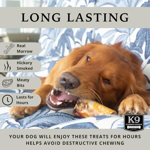 K9 Connoisseur Beef Marrow Dog Bones Long Lasting for Aggressive Chewers | USA Made Single Ingredient Dynamo Bone for Small and Medium Dogs Upto 50 Pounds - 6 Pack