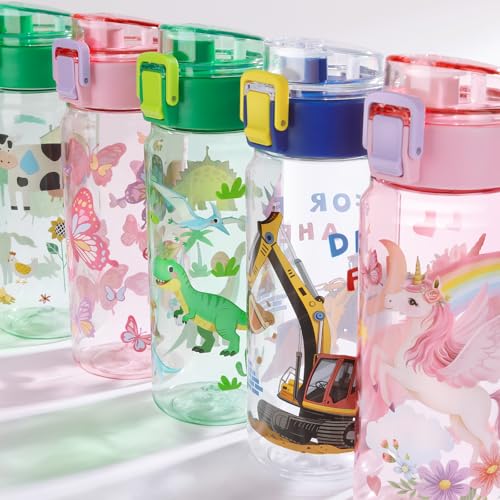 Tritan Kids Water Bottle for School, 18.6 Oz Leakproof Toddler Water Bottle | with a Pop-up Detachbale Straw, 2-in-1, Dishwasher Safe, 1-Pack, Construction Truck - color: Construction Truck