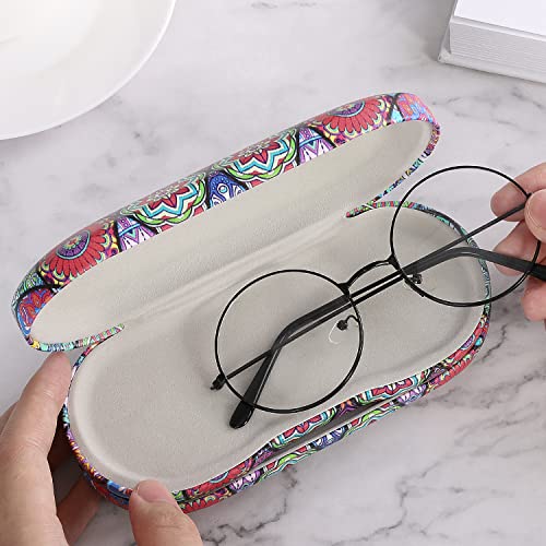 MoKo Double Eyeglass Case,Glasses and contact case 2 in 1 with Mirror | Double Sided Portable Contact Case and Mirror Tweezers Remover,Sunglasses case Container Soak Storage Kit for Women,Rhombic - color: Rhombic Datura